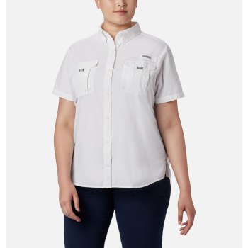 Columbia PFG Bahama Short Sleeve Plus Size, Camisa Blancos Para Mujer | 761923-DMR